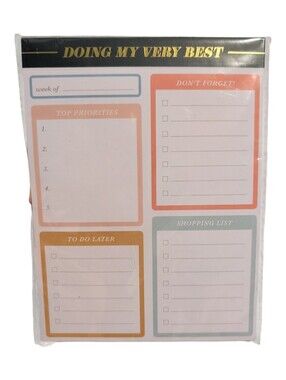Doing My Very Best Weekly Planner Notepad - Coral, Peach, Mustard, Sage